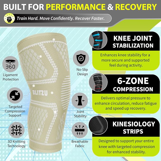 Knee Brace Men & Women, Knee Compression Sleeve Support Wrap Tendonitis XL | 2 Pack, Joint & Patella Stabilization, Arthritis Pain Relief, Meniscus Tear, ACL Injury Recovery, Running, Sports, Workout