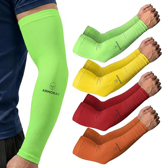 ARMORAY Arm Sleeves for Men and Women - UV Sun Protection Cooling Compression - Tattoo Cover Up Sleeve for Daily Wear & Work