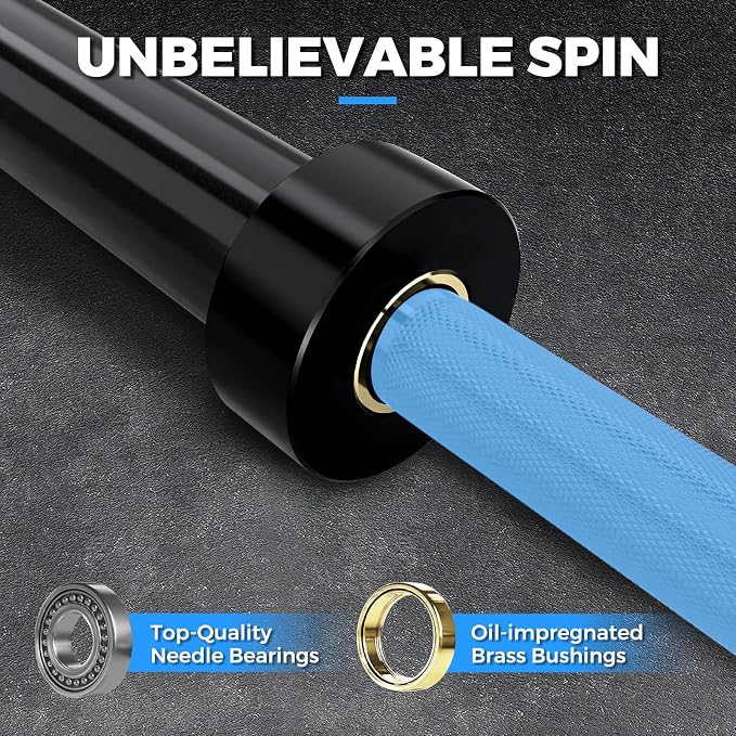 7FT Alloy Steel Olympic Barbell, 1500LB 45LB | 28mm knurled grip bar with needle bearings, chrome finish, 2-inch plate fit, and 1500LB capacity for heavy lifts