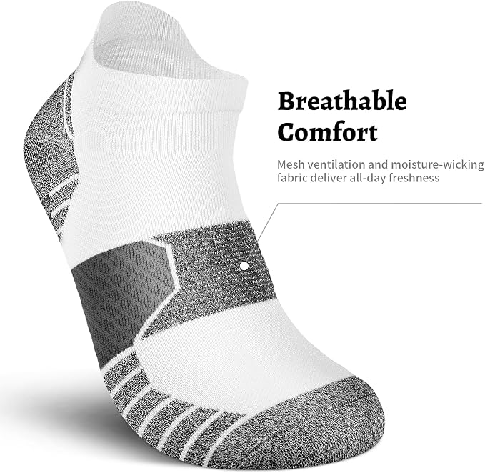 Ankle Compression Socks for Women 6 Pairs Running Socks with Arch Support | Athletic Womens Ankle Socks for Running, Gym, Workouts, Long-Distance Walking, Travel, Daily Use, Relieve Plantar Fasciitis