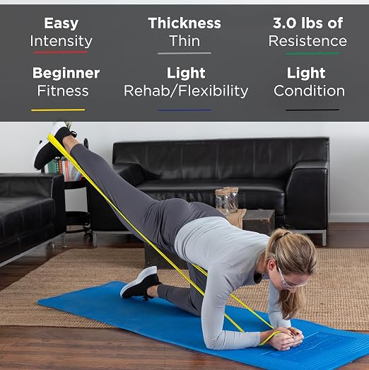 THERABAND Professional Resistance Band, Yellow Level 1 Light, 5 ft Exercise | Elastic resistance band for exercise, strength training, stretching and physical therapy