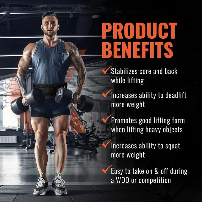 Weight Lifting Belt for Men and Women, 6 Inch, Bodybuilding & Fitness Back Support for Cross Training Workout, Squats, Lunges