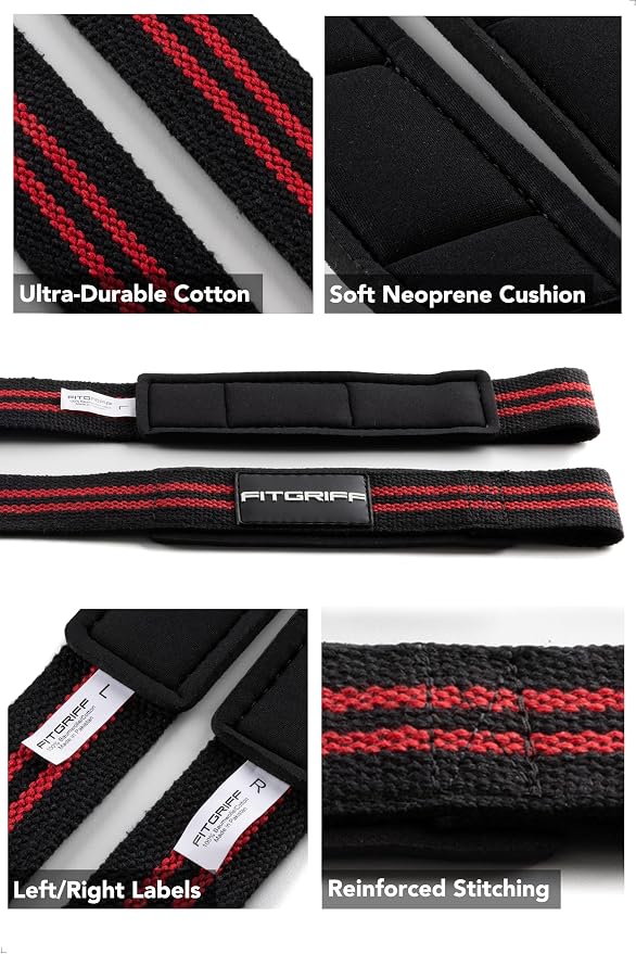 Fitgriff® Lifting Wrist Straps for Weightlifting, Gym, Deadlift, Workout (Made of Premium Cotton & Padded) - Men & Women