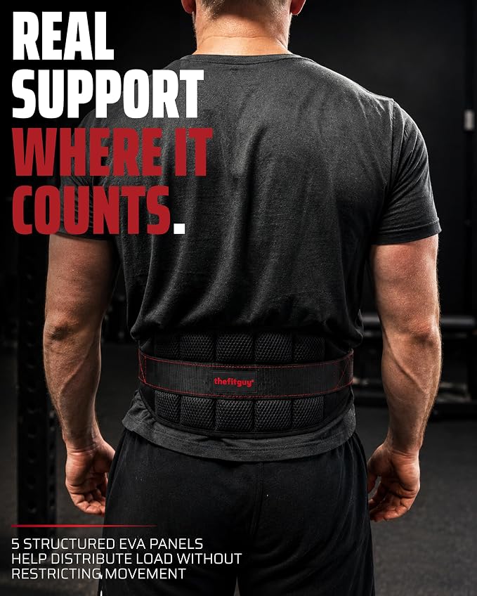THEFITGUY Original Belt Squat Belt for Rack Attachments & Squat Machines | Structured Back Support, Low-Profile Straps, Stays Low, Moves Clean, Up to 350 lbs, Heavy-Duty