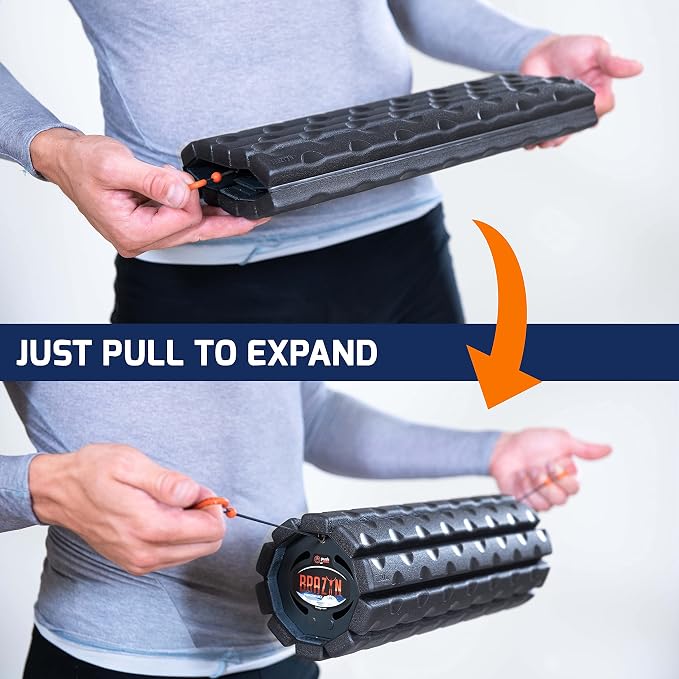 Brazyn Morph Foam Roller: Collapsible Travel Foam Roller for Back Pain Relief, Workout Muscle Recovery, Back Massager, Deep Tissue Leg Massage, Back Cracker (Midnight, Alpha Series (Deep Tissue))