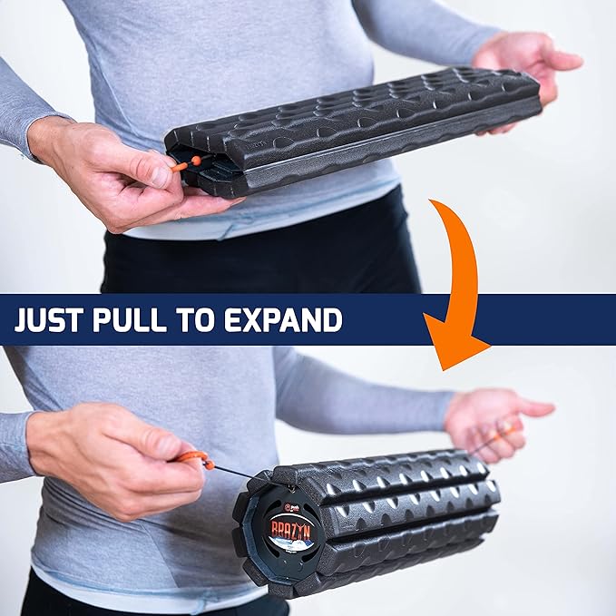 Brazyn Morph Foam Roller: Collapsible Travel Foam Roller for Back Pain Relief, Workout Muscle Recovery, Back Massager, Deep Tissue Leg Massage, Back Cracker (Midnight, Traditional)