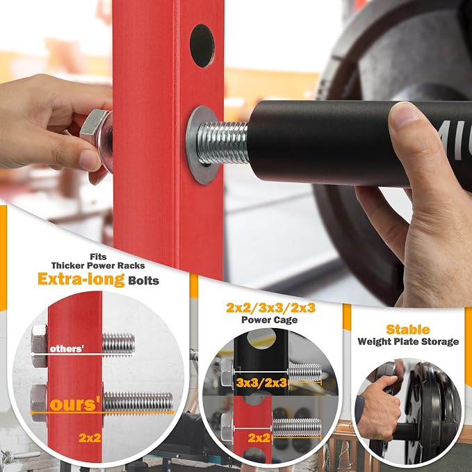 Weight Plate Holder, Power Rack Attachments for Olympic 2-Inch Weight Plate Storage, Fits 2x2, 2x3, 3x3 Power Cages with 1" or 5/8" Holes
