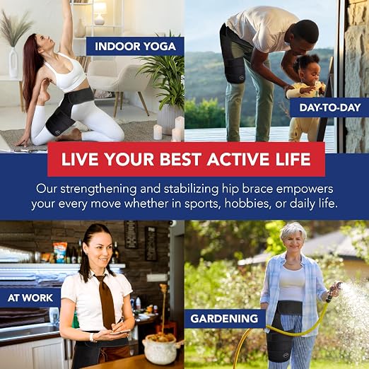 Dr. Arthritis Hip Brace, Adjustable Sciatic Nerve Brace & Stabilizer for Pulled Muscles & Injury Recovery, Hamstring Compression Sleeve Support, Sciatica Pain Relief Devices for Men & Women (BLK, L/XL)