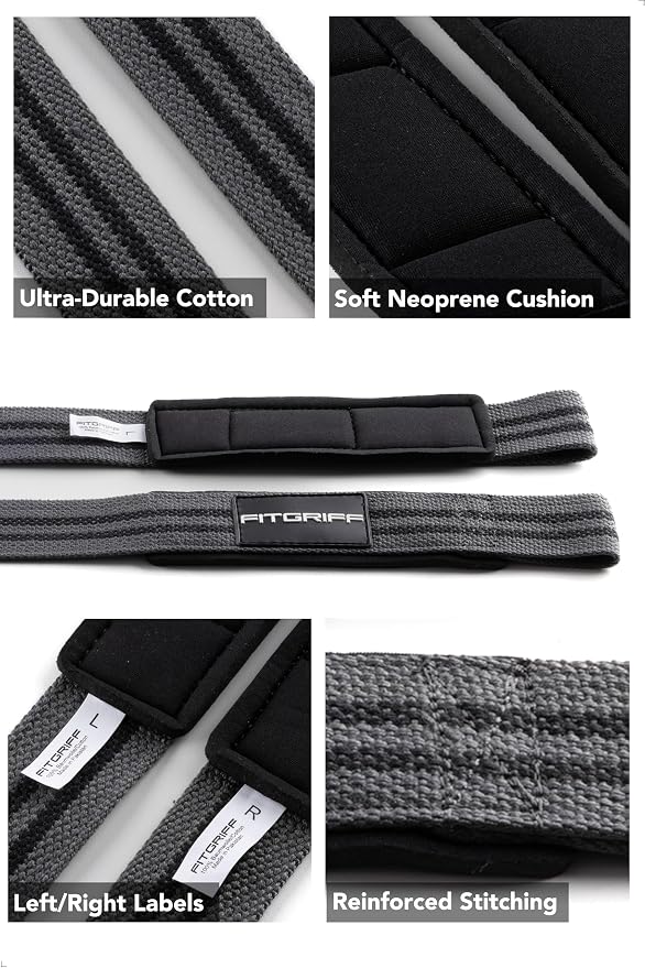 Fitgriff® Lifting Wrist Straps for Weightlifting, Gym, Deadlift, Workout (Made of Premium Cotton & Padded) - Men & Women