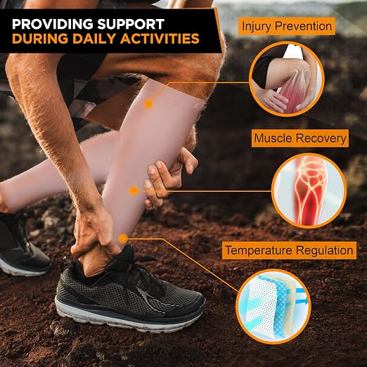 Doc Miller Calf Compression Sleeves 30-40 mmHg for Men & Women, 1 Pair | Knee High, Medical Grade, Footless Compression Socks, Shin Splints, Leg Swelling, Varicose Veins, Wide Calf, Nurses, Recovery
