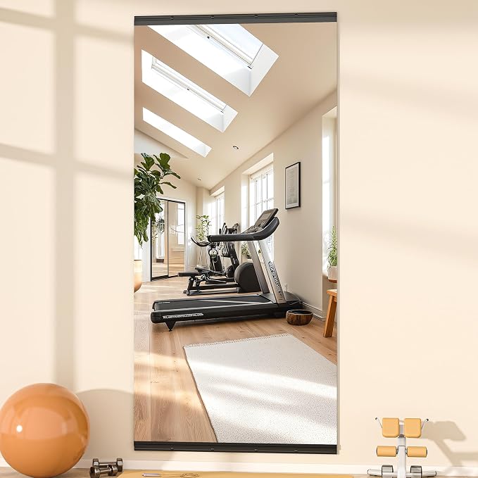 Hasipu Gym Wall Mirror, 72" x 31" Frameless Tempered Glass Full Length Mirror, Wall Mounted Large Full Body Workout Mirror for Home Gym Yoga Dance Studio Garage Living Room Fitness Exercise