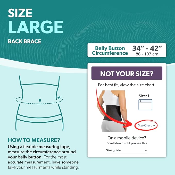 BraceAbility Elastic Low Back Brace - Compression Lower Back Support Belt for Sciatica, Heavy Lifting at Work, Herniated Disc, Workouts, Sleeping, Lumbar Support, Lower Back Pain in Women and Men (L)