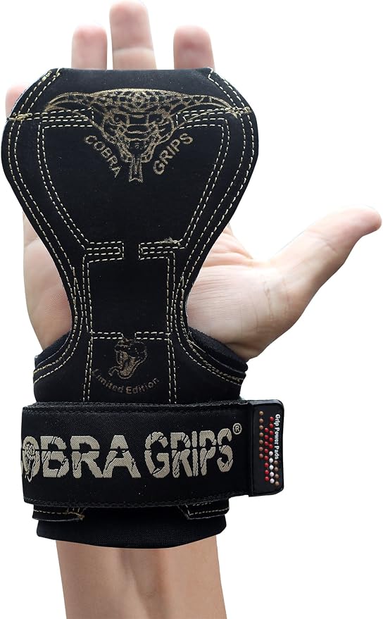 Cobra Grips Weight Lifting Gloves with Adjustable Neoprene Padded Wrist Wraps - Heavy Duty Alternative to Power Lifting Hooks for Deadlifts