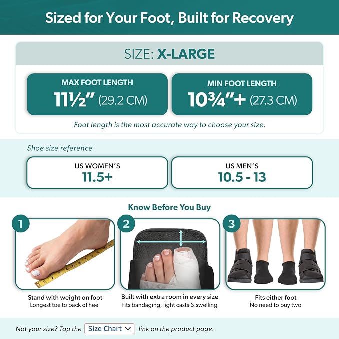 BraceAbility Closed Toe Medical Walking Shoe - Lightweight Broken Toe Cast Boot, Fracture Foot Brace for Metatarsal Stress Fracture, Post-op Bunion, Hammertoe Surgery Recovery - For Men or Women (XL)