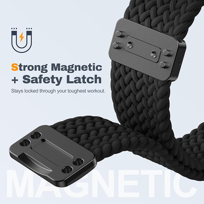 Laffav Braided Stretchy Band Compatible with Apple Watch Bands 42mm 40mm 41mm 38mm 44mm 45mm 46mm 49mm for Women Men, Magnetic Nylon Solo Loop Sport Strap for iWatch Series 11 10 9 8 7 6 5 4 SE Ultra