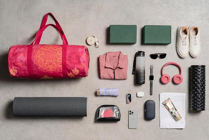 Maison d' Hermine Yoga Mat Duffle Bag Gym Tote Yoga Mat Carry Bag | Cylindrical bag for Woman Men Gifts Adjustable shoulder straps with Drawstring Water Bottle Pocket and zipper pocket