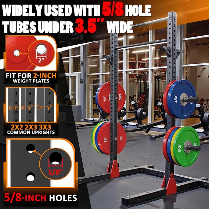 Weight Plate Holder, Power Rack Attachments for Olympic 2-Inch Weight Plate Storage, Fits 2x2, 2x3, 3x3 Power Cages with 1" or 5/8" Holes