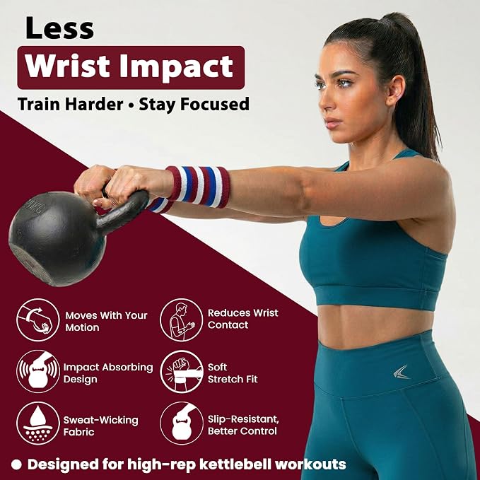 Kettlebell Wrist & Forearm Guards | Impact-Absorbing Wristbands for Kettlebell Training | Protects from Bruises | Breathable & Sweat-Wicking | Unisex Stretch Fit | One Size Fits All (Pair)