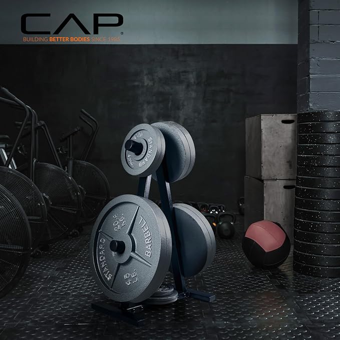 CAP 2-Inch Olympic Plate Tree Rack for Home Gym, Heavy-Duty A-Frame Weight Plate Storage Rack, Space-Saving Plate Organizer Stand, 5-Post & 7-Post, 300lb & 500lb Weight Capacity