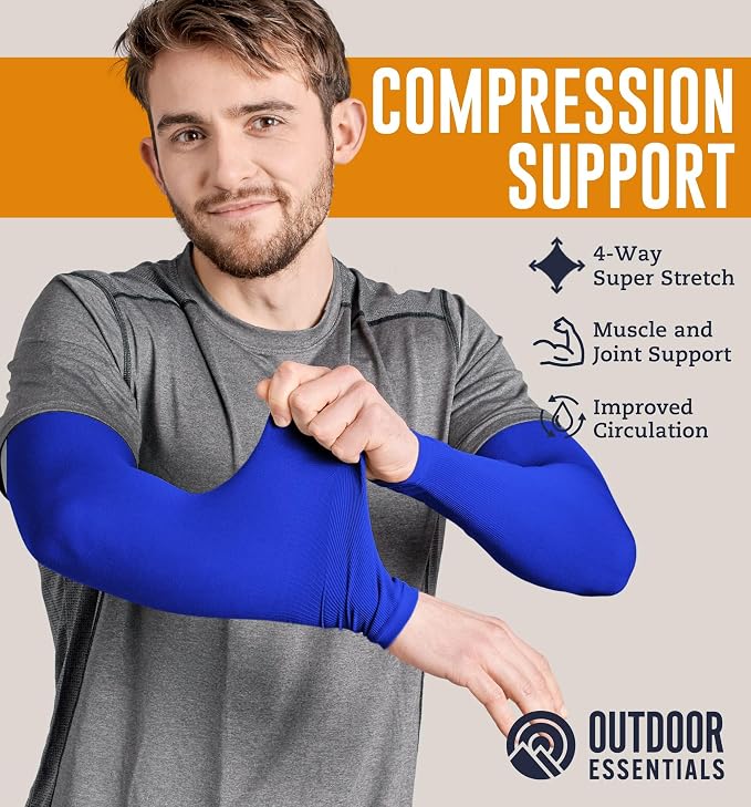 OutdoorEssentials UV Sun Sleeves for Men & Women, Cooling Arm Sleeves UPF 50+ | Golf, Tattoo Cover Up, Sun Protection