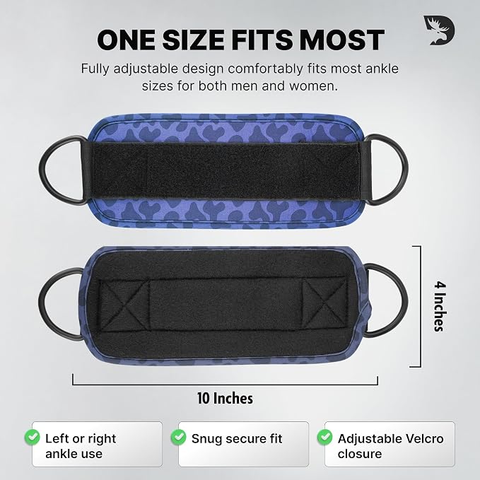 DMoose Ankle Strap for Cable Machine - One Size Fit with Premium Padding, Workout Kickback Ankle Cuffs, Ankle Bands for Working Out, Booty Workouts, Leg Extension, Hip Abductors & Lower Body Exercises