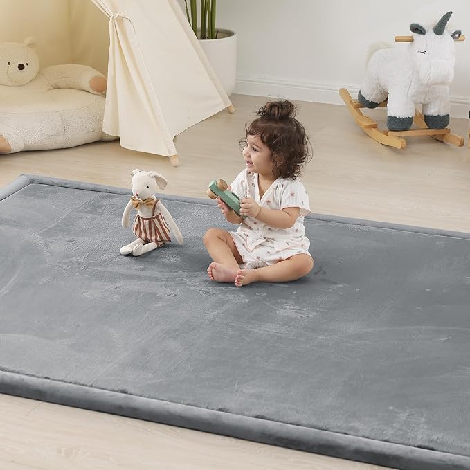 1.5" Thick Baby Play Mat for Floor,79x158 Large Memory Foam Tummy Time Mat | Ultra Soft Playmat for Baby,Tummy Time Foam Mats,Cushioned for Infant,Kids and Toddler Crawling,Easy Care