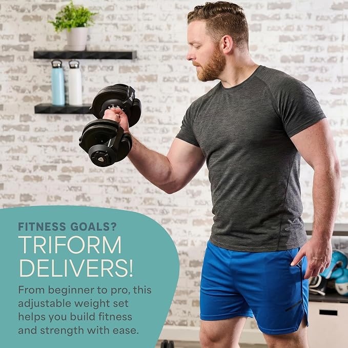 LifePro Adjustable Dumbbells, Single or 2pcs, Up to 55 lbs & 3-in1 option | Quick-change weight system with included rack — available in options from 2.5 to 55 lbs for every fitness level