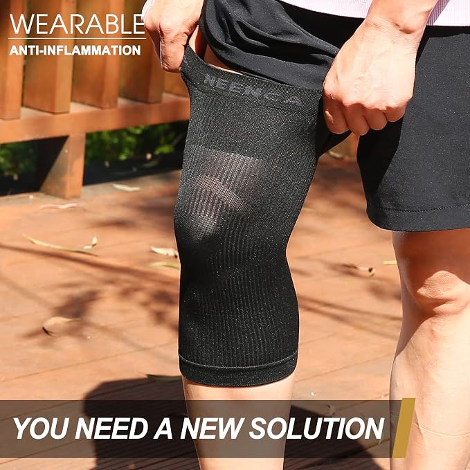 NEENCA Ultra-thin Knee Sleeve for Knee Pain, Lightest Knee Compression Sleeve with Graphene Ions Infused Fabric for Pain Relief, Swelling, Arthritis, Poor Circulation, Running, Sport