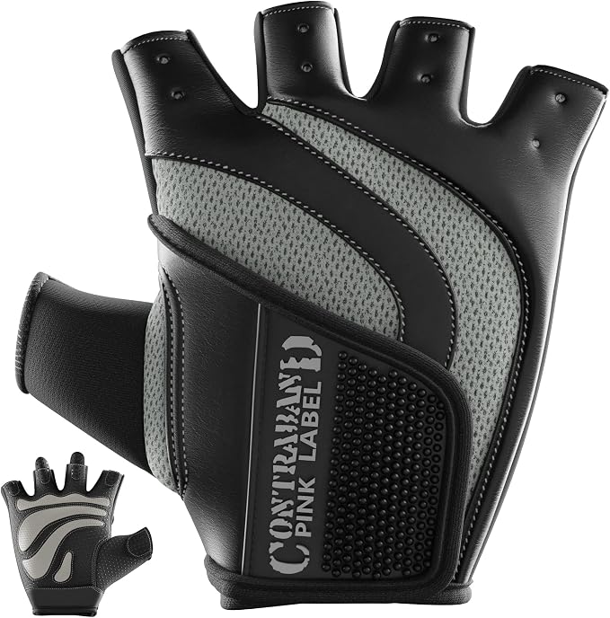 Contraband Pink Label 5437 Womens Extreme Grip Weight Lifting Gloves w/Heavy Rubber Padded Palm (Pair) - Heavy Duty Palm w/Griplock Silicone & Rubber Grip Pads for Gym Workouts