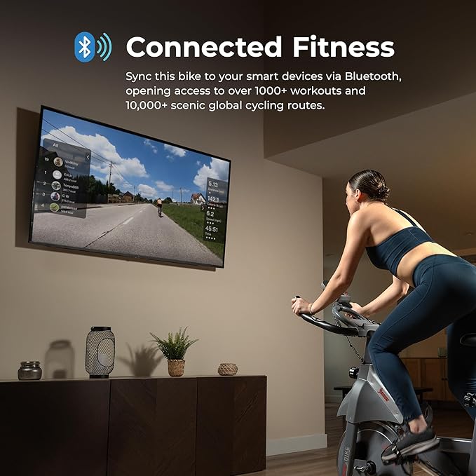 Sunny Health & Fitness Smart Indoor Cycling Exercise Bike for Home Cardio