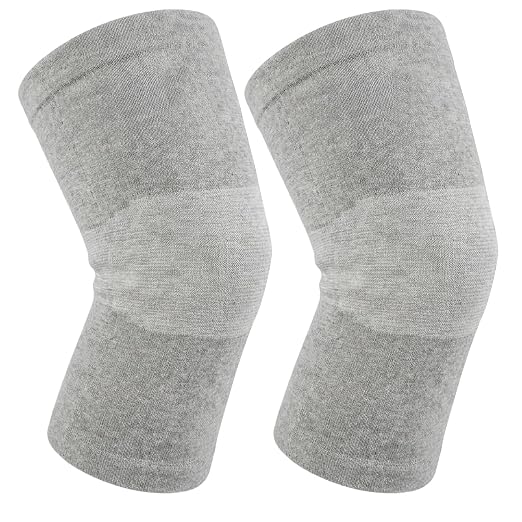 One Compression Bamboo Knee Sleeves For Women & Men Knee Pain, Elastic Compression Leg Sleeves for Arthritis, Original 2-Pack...(Gray, Large(72-92KG))