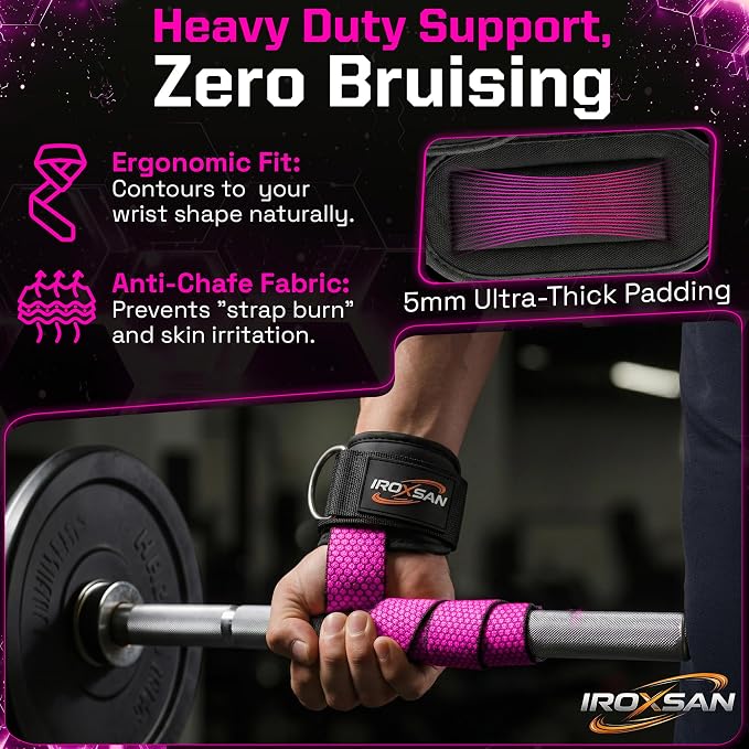 Weight Lifting Straps with D Ring, Wrist Straps for Deadlifting, IROXSAN