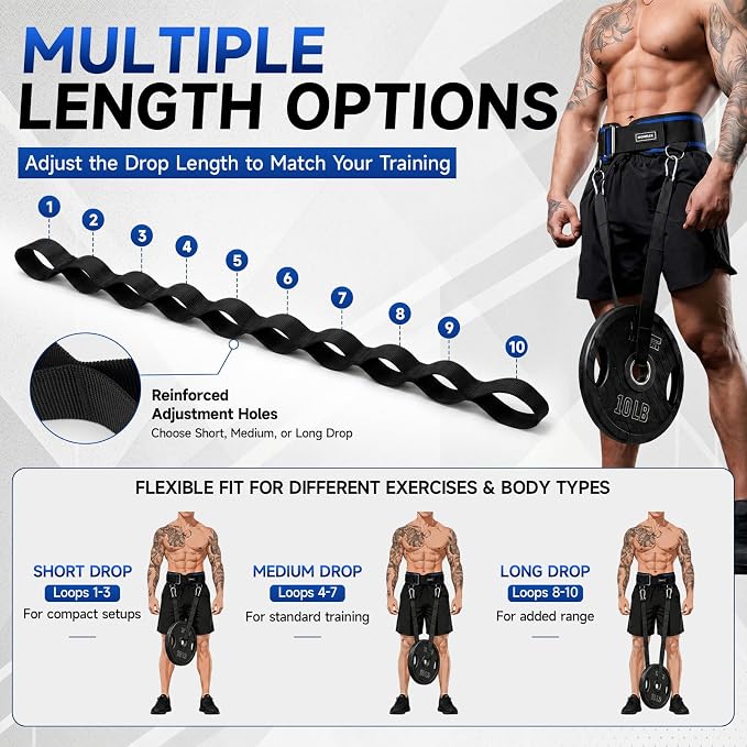MANUEKLEAR 4-in-1 Weight Lifting Belts for Back Support, Dip Belt with 38.5 IN Rope for Weightlifting Pull Up, Weight Belt for Men Women