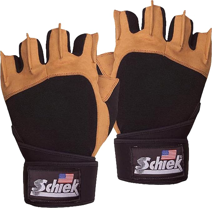 Schiek Sports Model 425 Power Series Weight Lifting Gloves - Leather Gym Gloves with Padded Palms