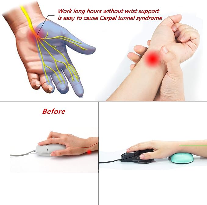 BRILA Ergonomic Memory Foam Mouse Wrist Rest Support Pad Cushion for Computer, Laptop, Office Work, PC Gaming - Massage Holes Design - Wrist Pain Relief (Aquamarine Mouse Wrist Rest)