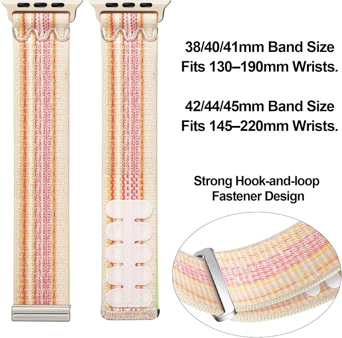 Sport Loop Nylon Band Compatible with Apple Watch Band 38mm 40mm 41mm 42mm 44mm 45mm 49mm Ultra 2 iWatch Series 9 8 7 6 SE 5 4 3 2 1 Strap, Fit for iPhone Watch Band Women Men Stretchy | Nylon Sport Loop Wristband Compatible with Apple Watch Ultra 2 38...