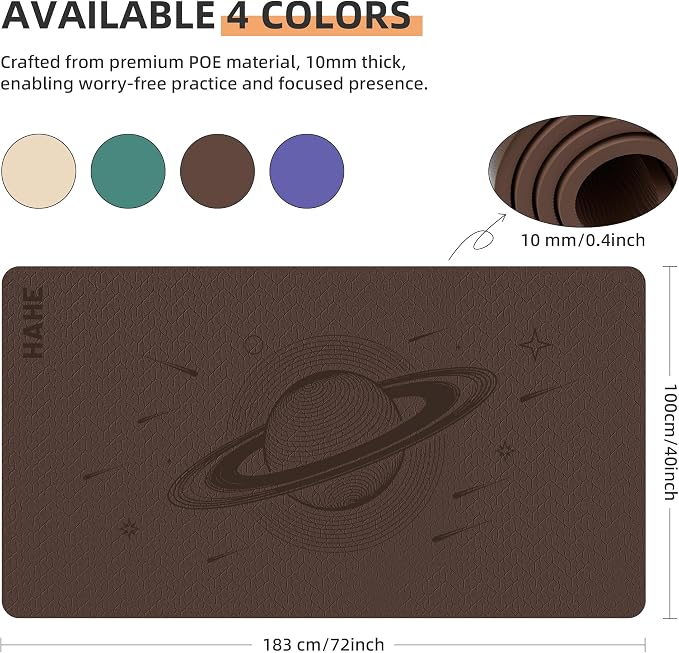 HAHE Extra Wide Yoga Mat, 72"x40"x0.4"Thick, Large Exercise Mats | Oversized Non Slip Workout Mat with Strap for Yoga, Pilates, Fitness, Home Gym Studio, Yoga Mats for Men & Women