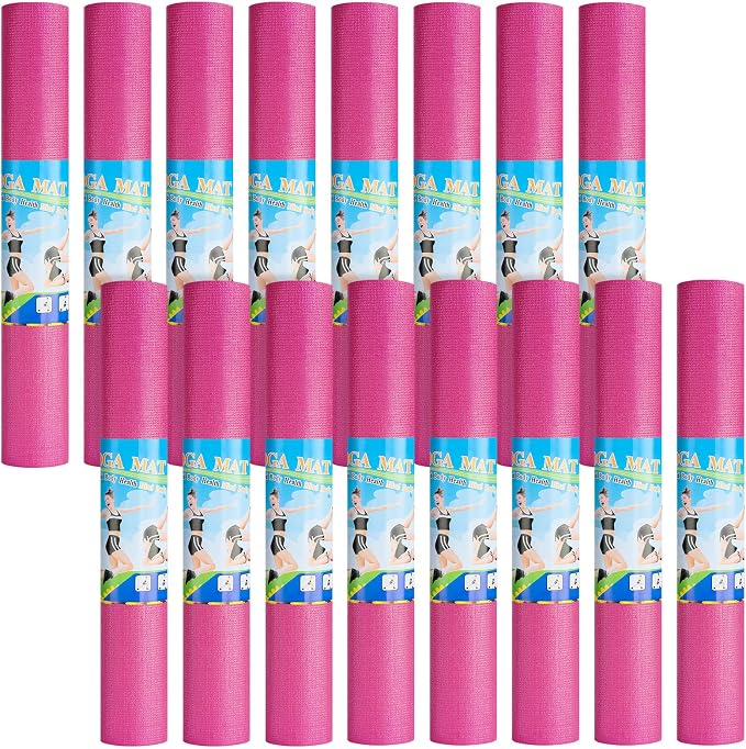 Funtery 3 mm Thin Yoga Mats Bulk, 68 x 24 Inches Lightweight PVC Exercise Mats Non Slip Workout Fitness Pads for Yoga Pilates Stretching Classes Gym Home Studio