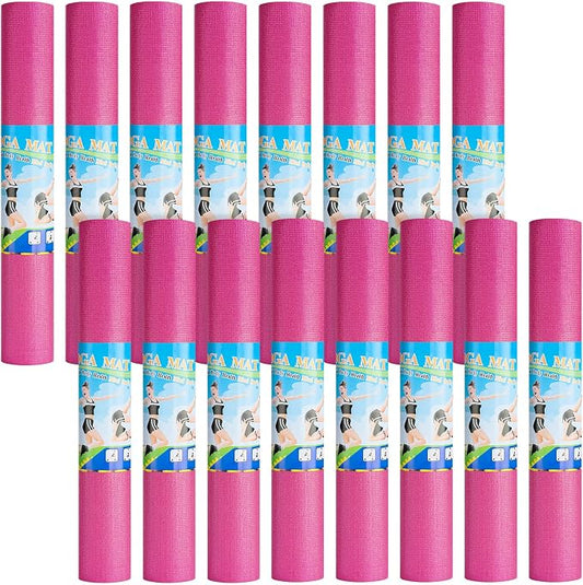 Funtery 3 mm Thin Yoga Mats Bulk, 68 x 24 Inches Lightweight PVC Exercise Mats Non Slip Workout Fitness Pads for Yoga Pilates Stretching Classes Gym Home Studio