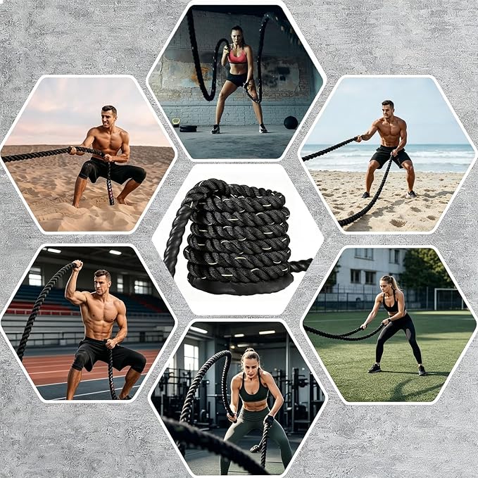 Battle Ropes Black Workout Rope 1.5 inch Battle Ropes for Home Gym 40ft Exercise Ropes for Working Out Heavy Ropes for Exercise Training Weighted Rope Weighted Workout Rope Battle Rope