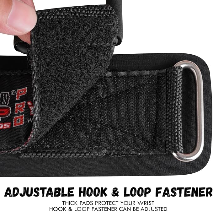 Weight Lifting Rod Hooks Heavy Duty Wrist Wraps Power Weight Lifting Training Gym Grips Straps Set of 2