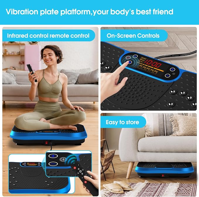 SoftGym Vibration Plate Exercise Machine for Lymphatic Drainage & Fitness | Quiet Heavy Duty 450lbs Capacity Platform, 120 Speeds Shake Machine with Resistance Bands for Home Muscle Activation