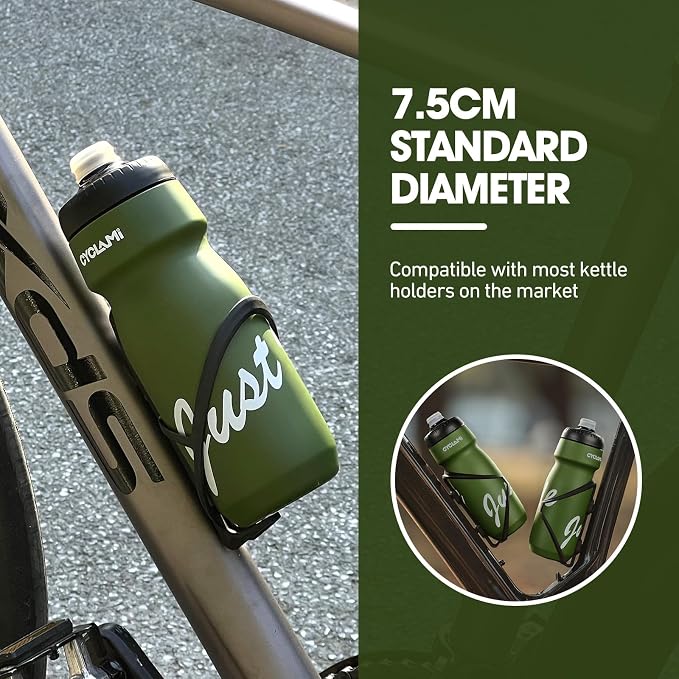 Bike Water Bottle 22oz/650ml Cycling Squeeze Water Bottle BPA Free Leakproof Easy-Squeeze Sports Bottles for Bicycle Gym Camping Hiking Olive Green