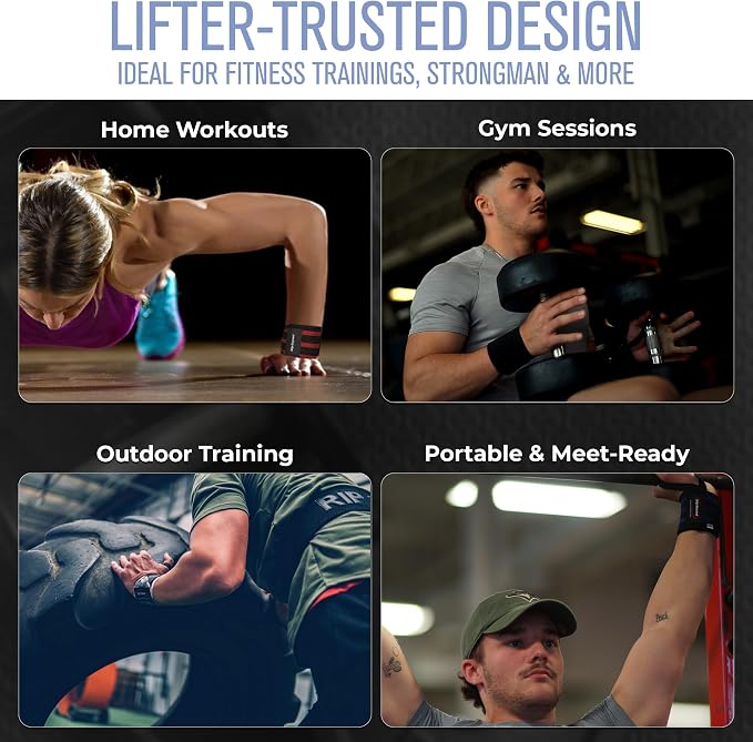 Rip Toned Wrist Wraps for Weightlifting – USPA & USAPL Approved – Stiff or Flex – 18" Gym Wrist Straps with Thumb Loop – Maximum Support for Men & Women