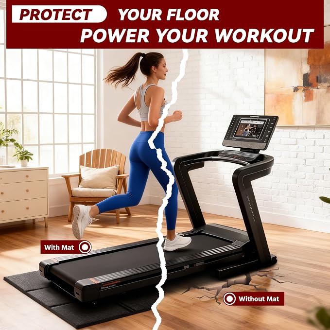Treadmill Mat – 79" x 39", 1/4" Thick Non-Slip Walking Pad Mat for Carpet Floors & Hardwood, Shock Absorbing Exercise Mat & Under Treadmill Mat for Floor Protection in Home Gym