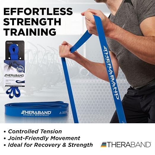 THERABAND High Resistance Band, Exercise, Workout, Physical Therapy, Blue | Resistance band for exercise, physical therapy and stretching, with progressive color-coded levels