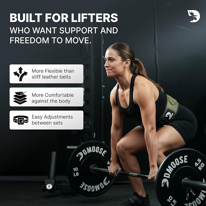 DMoose Fitness Weight Lifting Belt for Squats, Deadlift & Intense Workout - 6" Adjustable Fit Auto Lock Weightlifting Belt for Men & Women - Neoprene Gym Belts for Stability & Lumbar Back Support