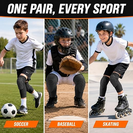 Knee Pads for Kids/Youth (Ages 5-15) - Shield Kneepads for Sports - Ideal kneePad for Basketball, Baseball, Football, Wrestling, Cycling, Volleyball - Kids' Cycling Protective Gear - Great Gift Ideal!