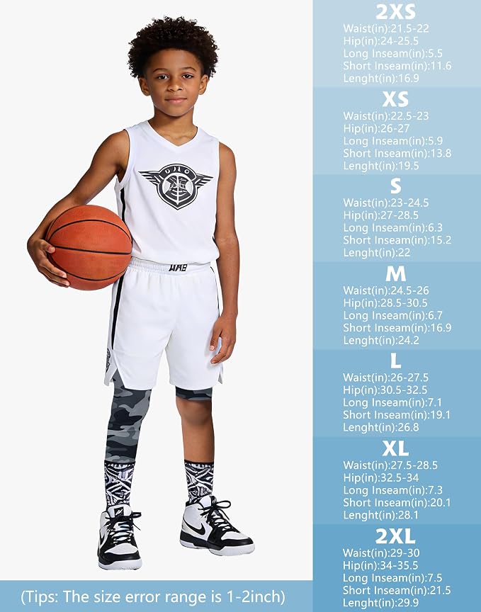 MIVEI One Leg Compression Tights Youth Boys Basketball Leg Sleeve | Kids Compression Pants Girls' Single Leg Tights 3/4 Leggings for Baseball Softball Soccer Running Football, Sports Base Layer