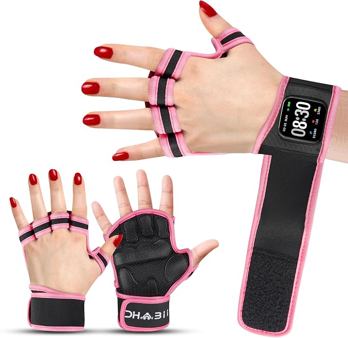 Workout Gloves for Men & Women, Smartwatch Compatible Ventilated Gym Gloves with Wrist Wrap Support, Breathable Weight Lifting Gloves for Fitness with Excellent Grip